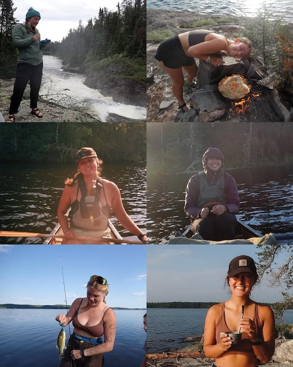 a collection of individual photos of each of the young women who make up the Edge of the Atlantic canoe team