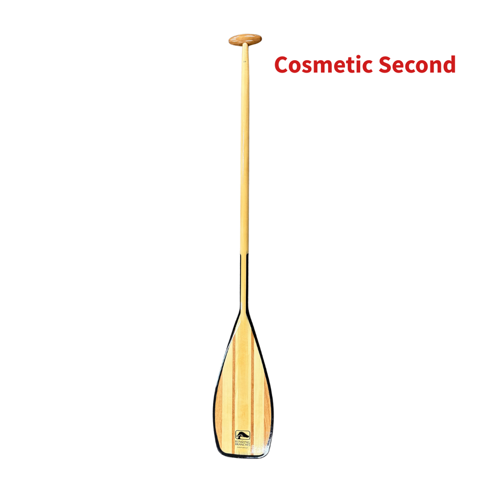 Wooden paddle with a brand logo on a white background, labeled 'Cosmetic Second'.