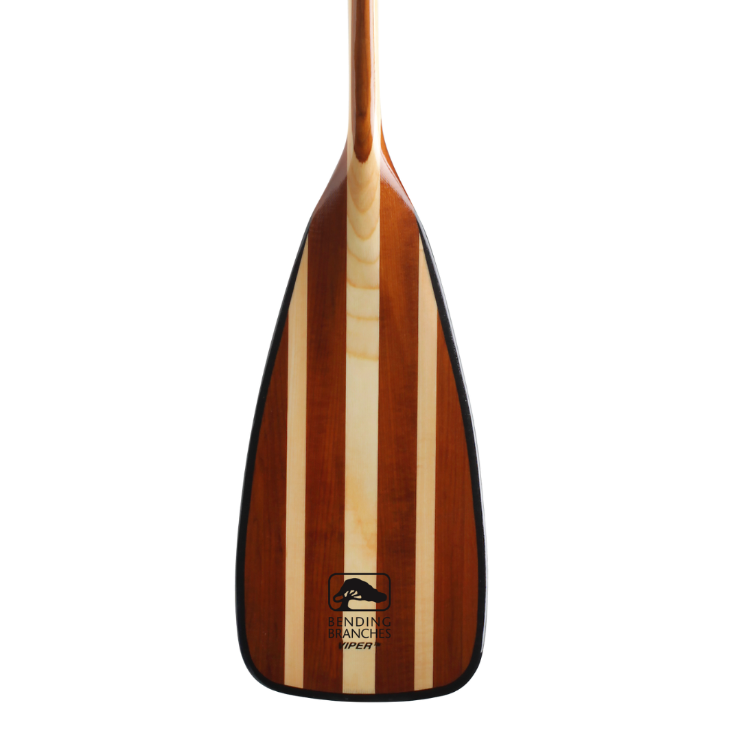 Viper wooden canoe paddle blade from the front